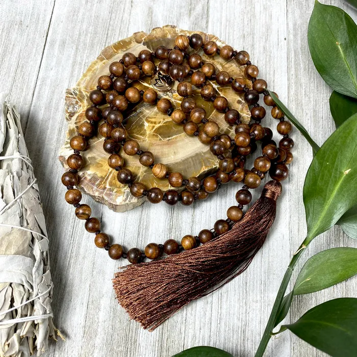 Necklaces Lily Rose Jewelry Rosewood Spirituality Compassion 108 Hand Knotted Mala with Tassel Necklace Necklaces Lily Rose Jewelry Rosewood Spirituality Compassion 108 Hand Knotted Mala with Tassel Necklace