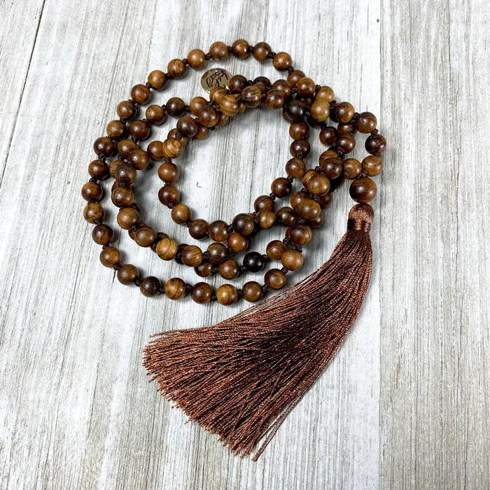 Necklaces Lily Rose Jewelry Rosewood Spirituality Compassion 108 Hand Knotted Mala with Tassel Necklace