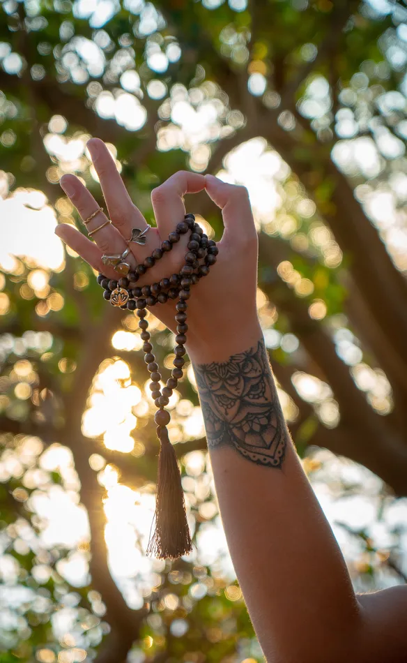 Necklaces Lily Rose Jewelry Rosewood Spirituality Compassion 108 Hand Knotted Mala with Tassel Necklace