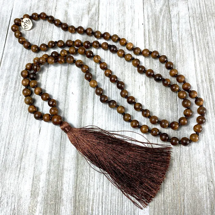 Necklaces Lily Rose Jewelry Rosewood Spirituality Compassion 108 Hand Knotted Mala with Tassel Necklace