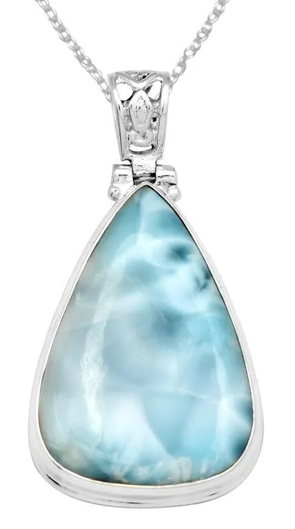 Necklaces Natural Larimar 1 34 Long 925 Solid Sterling Silver Pendant With 18 Chain YoTreasure Necklaces Natural Larimar 1 34 Long 925 Solid Sterling Silver Pendant With 18 Chain YoTreasure