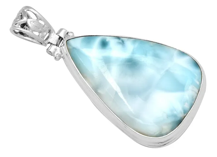 Necklaces Natural Larimar 1 34 Long 925 Solid Sterling Silver Pendant With 18 Chain YoTreasure