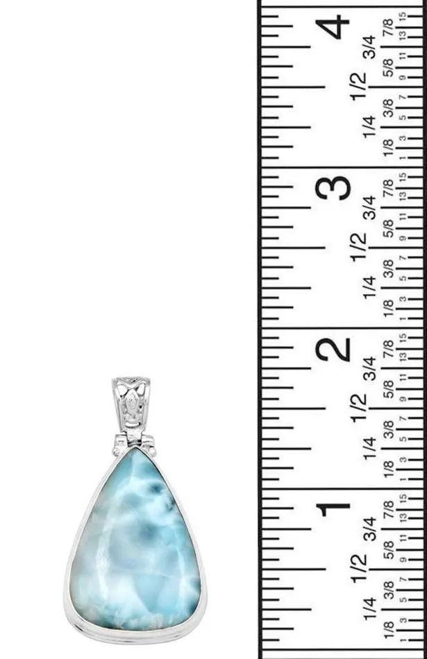 Necklaces Natural Larimar 1 34 Long 925 Solid Sterling Silver Pendant With 18 Chain YoTreasure
