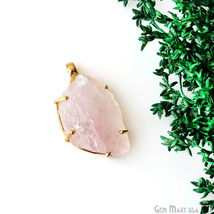 Necklaces Natural Morganite Organic 33x21mm Gold Plated Prong Setting Single Bail Gemstone Pendant GemMartUSA Necklaces Natural Morganite Organic 33x21mm Gold Plated Prong Setting Single Bail Gemstone Pendant GemMartUSA