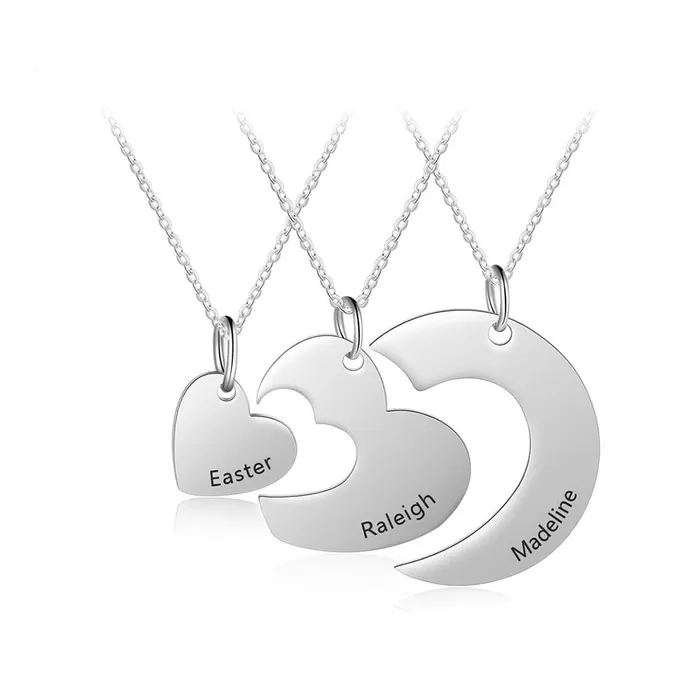 Necklaces Personalized Stainless Steel Necklace for Women with 3 Custom Names Heart Pendant Gift for BFF Cousins Siblings customjewelryan Necklaces Personalized Stainless Steel Necklace for Women with 3 Custom Names Heart Pendant Gift for BFF Cousins Siblings customjewelryan