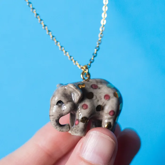 Necklaces Pink Polka Dot Elephant Necklace Camp Hollow Necklaces Pink Polka Dot Elephant Necklace Camp Hollow