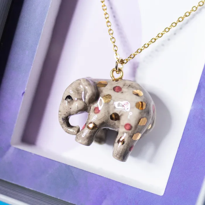 Necklaces Pink Polka Dot Elephant Necklace Camp Hollow Necklaces Pink Polka Dot Elephant Necklace Camp Hollow