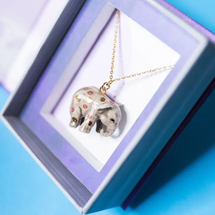 Necklaces Pink Polka Dot Elephant Necklace Camp Hollow Necklaces Pink Polka Dot Elephant Necklace Camp Hollow