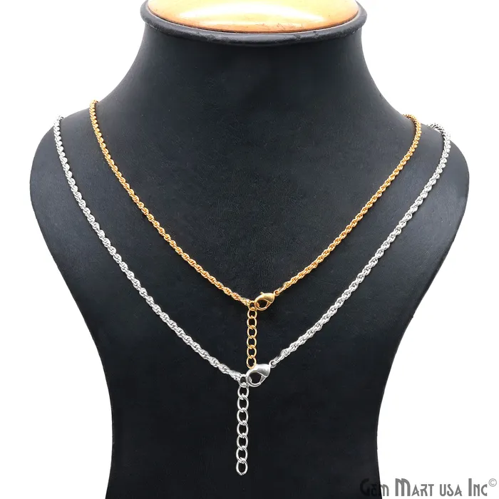 Necklaces Rope Chain Necklace 18 Inch With Lobster Claw Clasp GemMartUSA Necklaces Rope Chain Necklace 18 Inch With Lobster Claw Clasp GemMartUSA