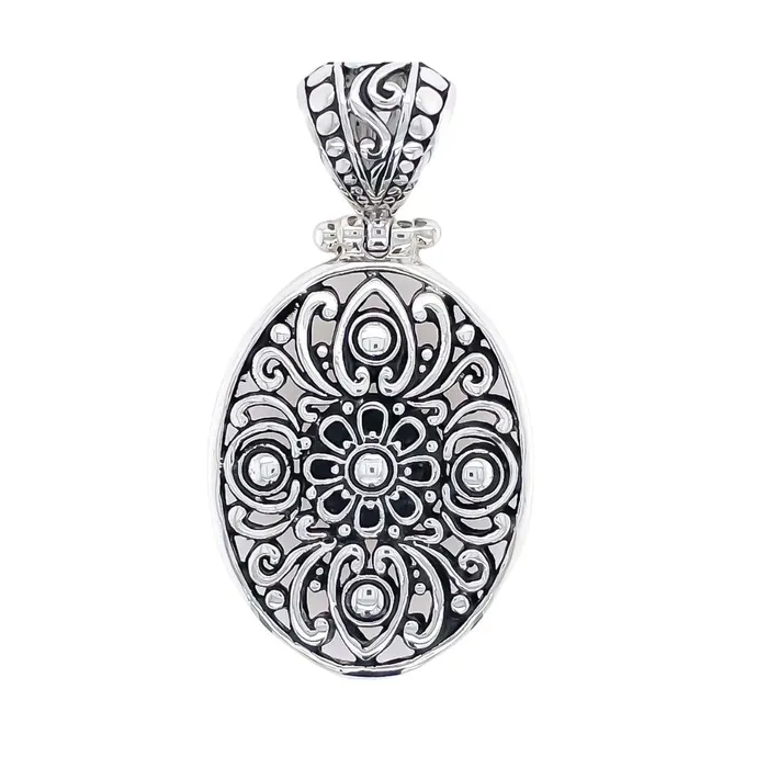 Necklaces Ryan Christian Lotus Oval Sterling Silver Pendant