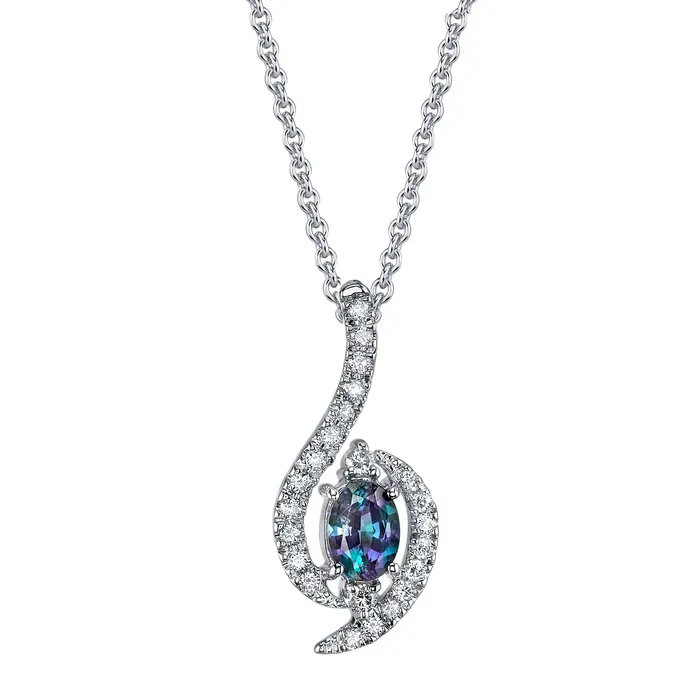 Necklaces Safiya Jewels Queens Favor 14K White Gold Natural Alexandrite Pendant Necklaces Safiya Jewels Queens Favor 14K White Gold Natural Alexandrite Pendant