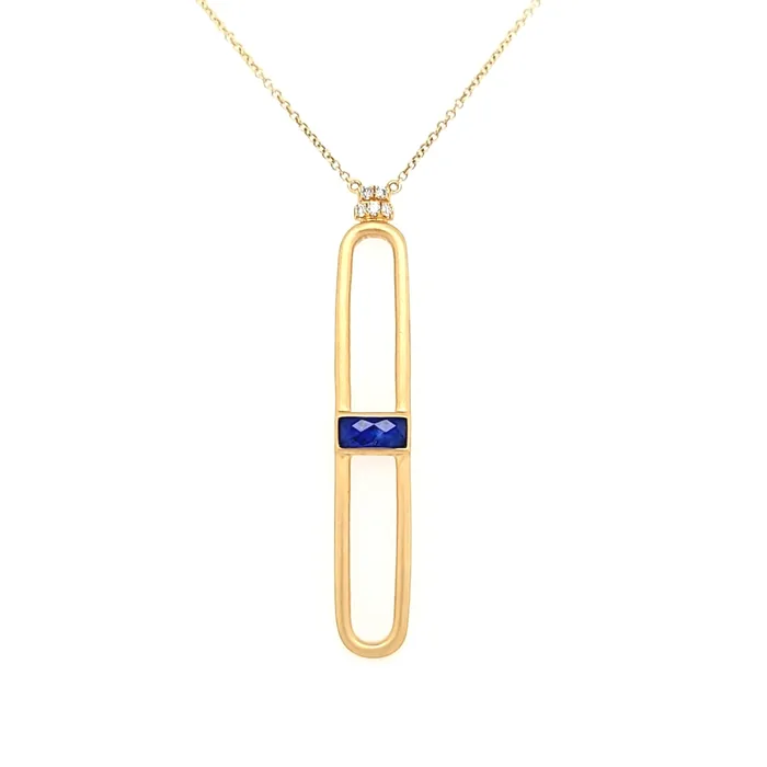 Necklaces Satin Finish Yellow Gold Lapis Necklace I6604 Doves