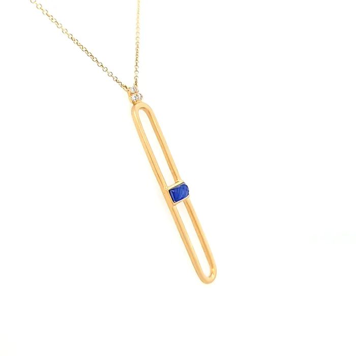 Necklaces Satin Finish Yellow Gold Lapis Necklace I6604 Doves