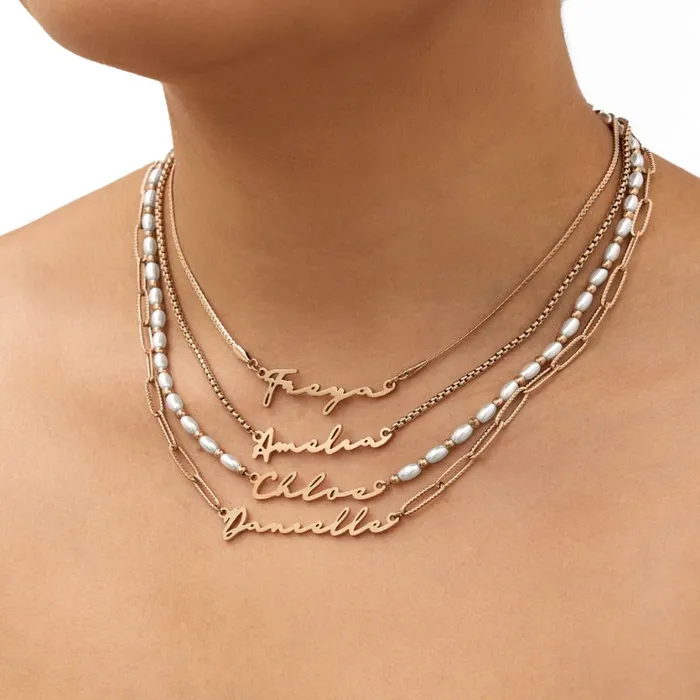 Necklaces Tailored Classy Signature Name Necklace With Chains Customized Jewel