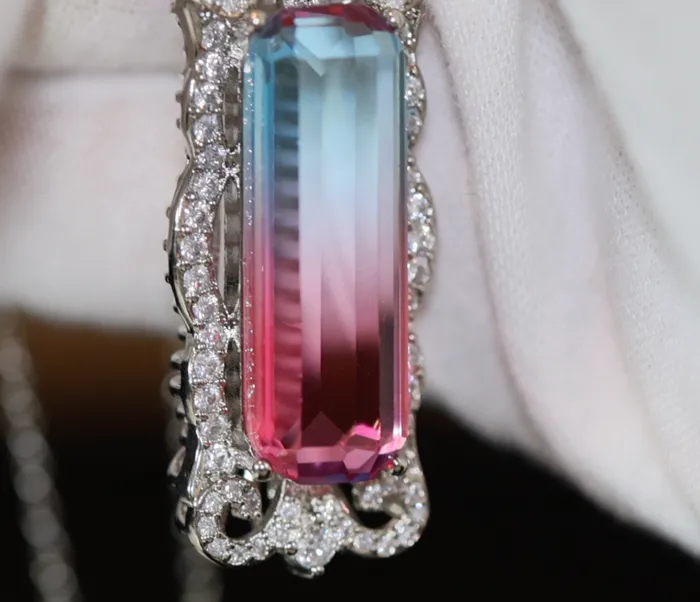 Necklaces Womens Necklace Aquamarine Diamond Necklace Blue Diamond Pendant Pink Diamond Pendant Pink Diamond Necklace Rectangle Necklace Lab Diamonds London
