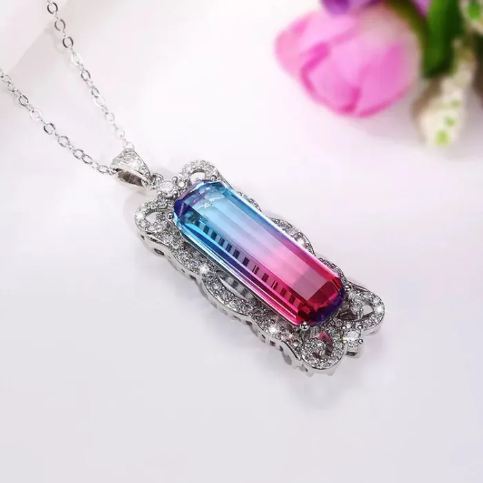 Necklaces Womens Necklace Aquamarine Diamond Necklace Blue Diamond Pendant Pink Diamond Pendant Pink Diamond Necklace Rectangle Necklace Lab Diamonds London