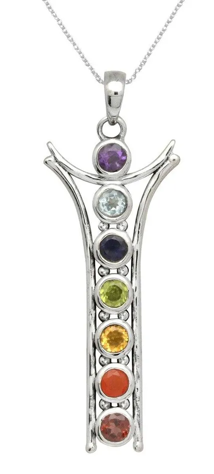 Necklaces YoTreasure 2 Chakra 925 Solid Sterling Silver Pendant Necklace With Chain Necklaces YoTreasure 2 Chakra 925 Solid Sterling Silver Pendant Necklace With Chain