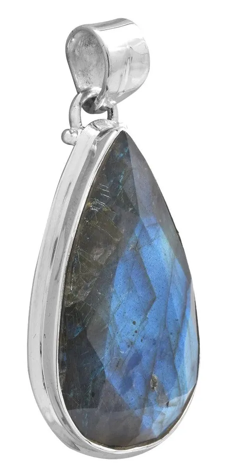 Necklaces YoTreasure Labradorite 2 Long 925 Solid Sterling Silver Pendant With 18 Chain