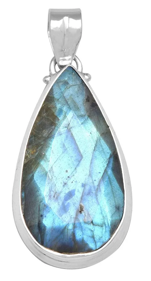 Necklaces YoTreasure Labradorite 2 Long 925 Solid Sterling Silver Pendant With 18 Chain