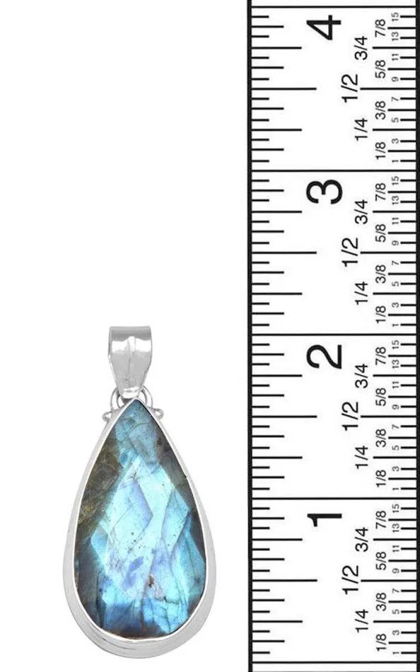 Necklaces YoTreasure Labradorite 2 Long 925 Solid Sterling Silver Pendant With 18 Chain