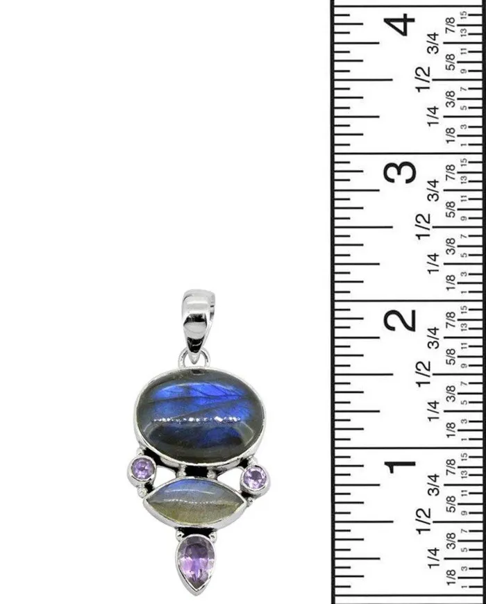 Necklaces YoTreasure Labradorite Amethyst Solid 925 Sterling Silver Pendant Necklace