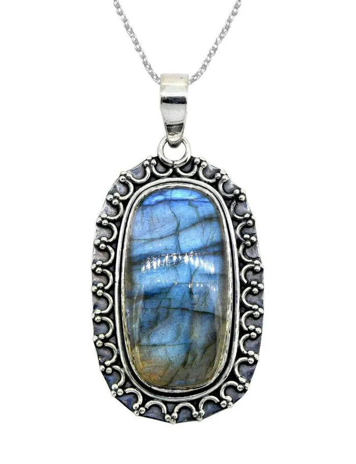 Necklaces YoTreasure Labradorite Solid 925 Sterling Silver Pendant 2