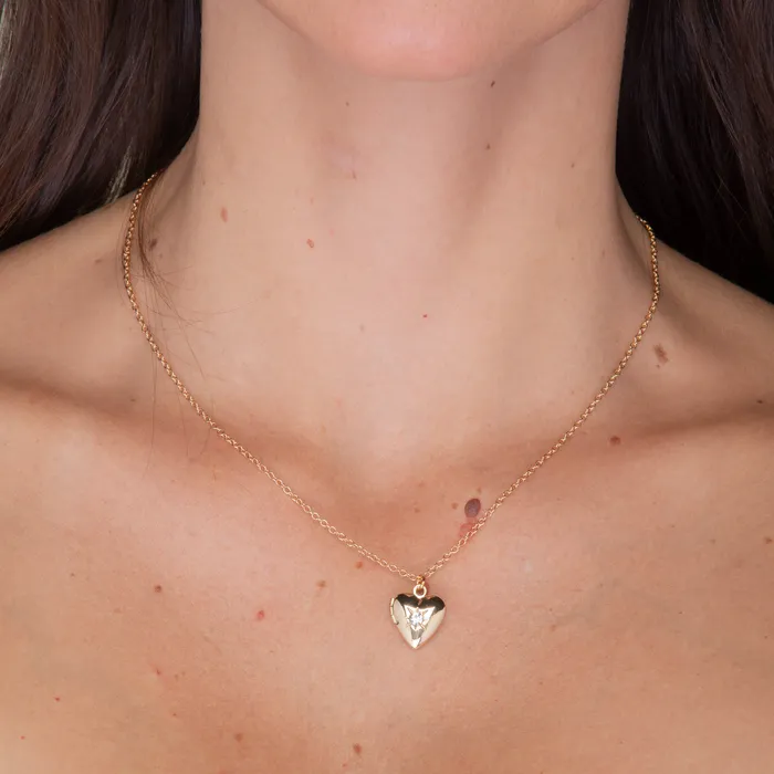 North Star Heart Photo Locket Necklace Camile Stone Necklaces