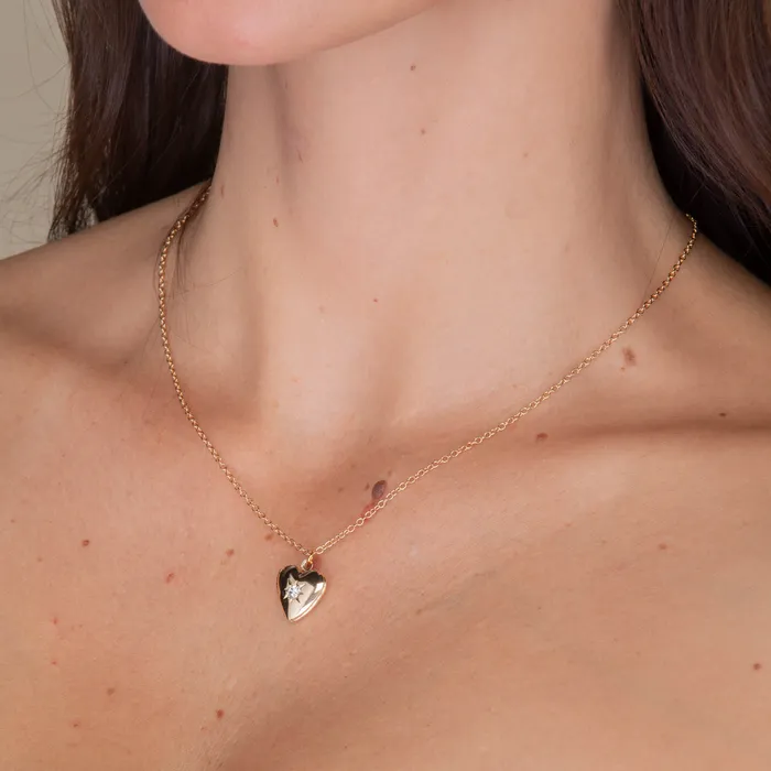 North Star Heart Photo Locket Necklace Camile Stone Necklaces