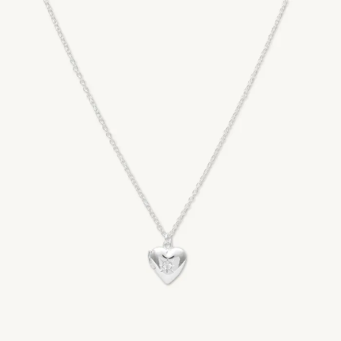 North Star Heart Photo Locket Necklace Camile Stone Necklaces