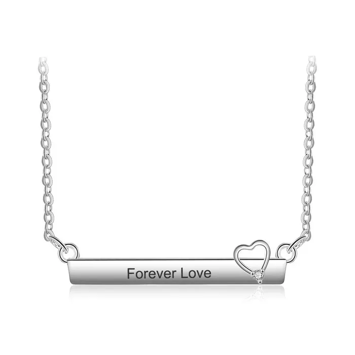 Personalized Jewel Necklaces Personalized Silver Engraved Name Necklace with StripShaped Hollow Heart Pendant Trendy Womens Jewelry with Cubic Zirconia Personalized Jewel Necklaces Personalized Silver Engraved Name Necklace with StripShaped Hollow Heart Pendant Trendy Womens Jewelry with Cubic Zirconia