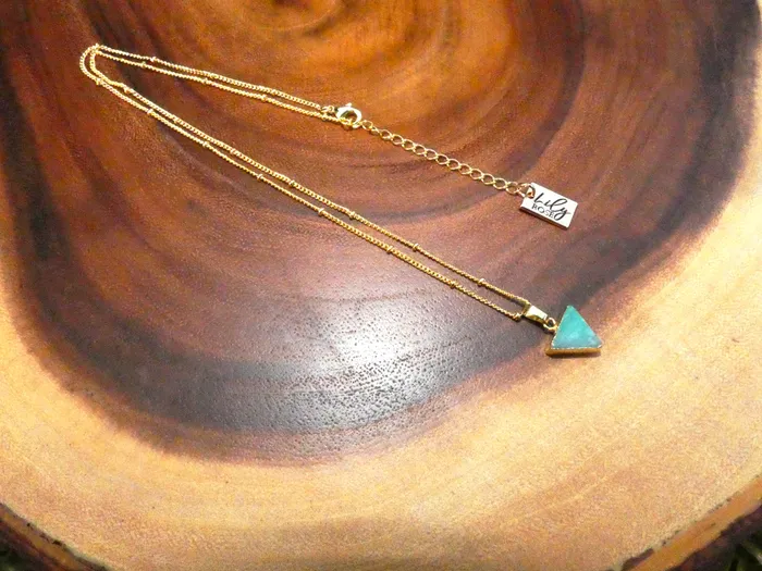 Peruvian Amazonite Mini Triangle Energetic Filter Pendant 18 Gold Necklace Lily Rose Jewelry Necklaces