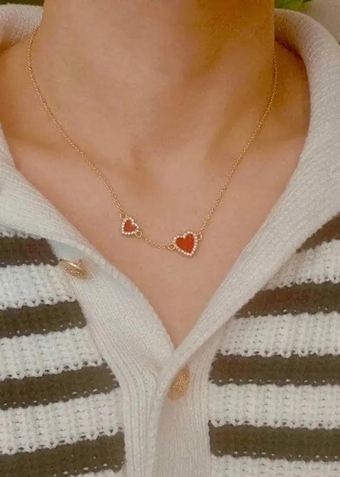 Poet Street Boutique Necklaces Double Hearts Many Loves Necklace