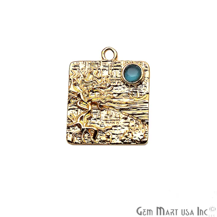PreStyled Sets GemmartUSA DIY Gold Plated Square Chandelier Gemstone Dangle Connector 1PC