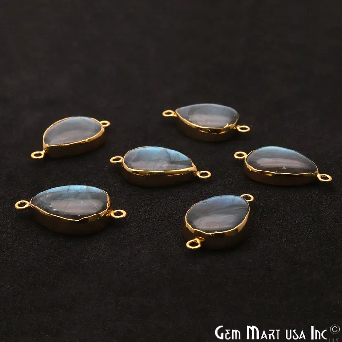 PreStyled Sets GemMartUSA Labradorite Cabochon 27x15mm Pears Gold Electroplated Double Bail Gemstone Connector PreStyled Sets GemMartUSA Labradorite Cabochon 27x15mm Pears Gold Electroplated Double Bail Gemstone Connector