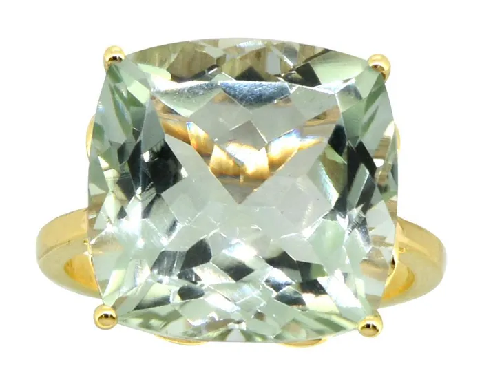 Rings 1345 Ct Cushion Cut Green Amethyst Solid 14k Yellow Gold Ring Jewelry YoTreasure
