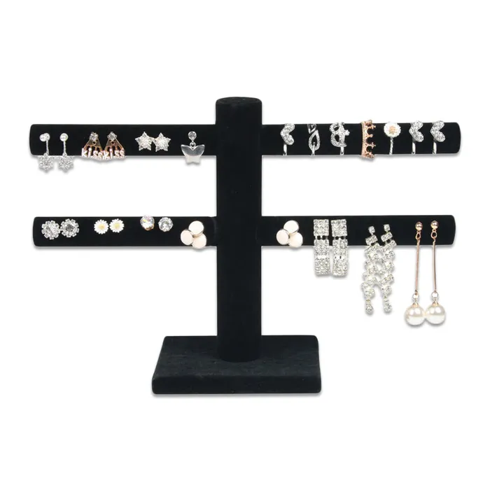 Rings 2 Tier Black Velvet Earring and Ring Jewelry Display JPIDisplay Rings 2 Tier Black Velvet Earring and Ring Jewelry Display JPIDisplay