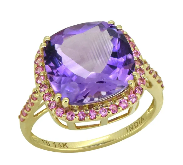 Rings 698 Ct Amethyst Pink Tourmaline Solid 14k Yellow Gold Ring Jewelry YoTreasure Rings 698 Ct Amethyst Pink Tourmaline Solid 14k Yellow Gold Ring Jewelry YoTreasure