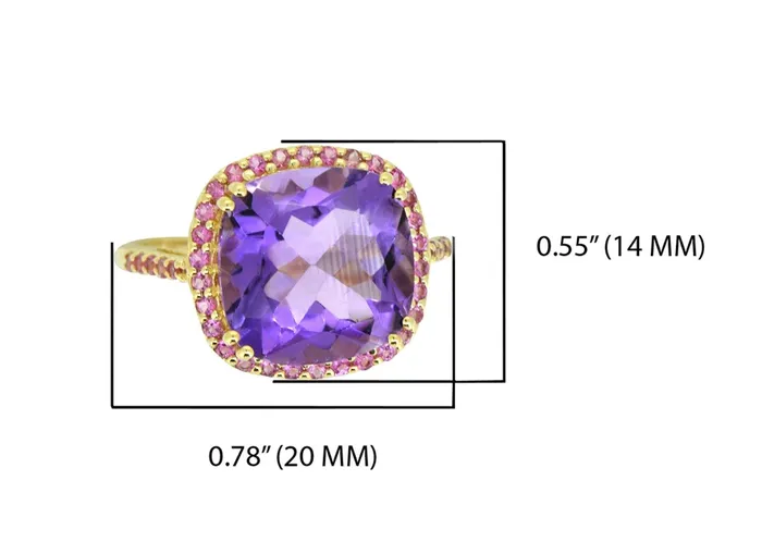 Rings 698 Ct Amethyst Pink Tourmaline Solid 14k Yellow Gold Ring Jewelry YoTreasure