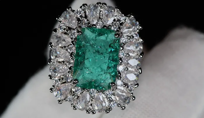 Rings Lab Diamonds London Womens Big Green Diamond Ring Green Crushed Diamond Ring