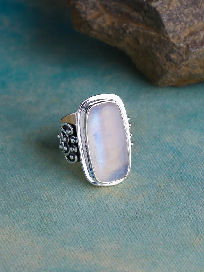 Rings Rainbow Moonstone Solid 925 Sterling Silver Ring YoTreasure