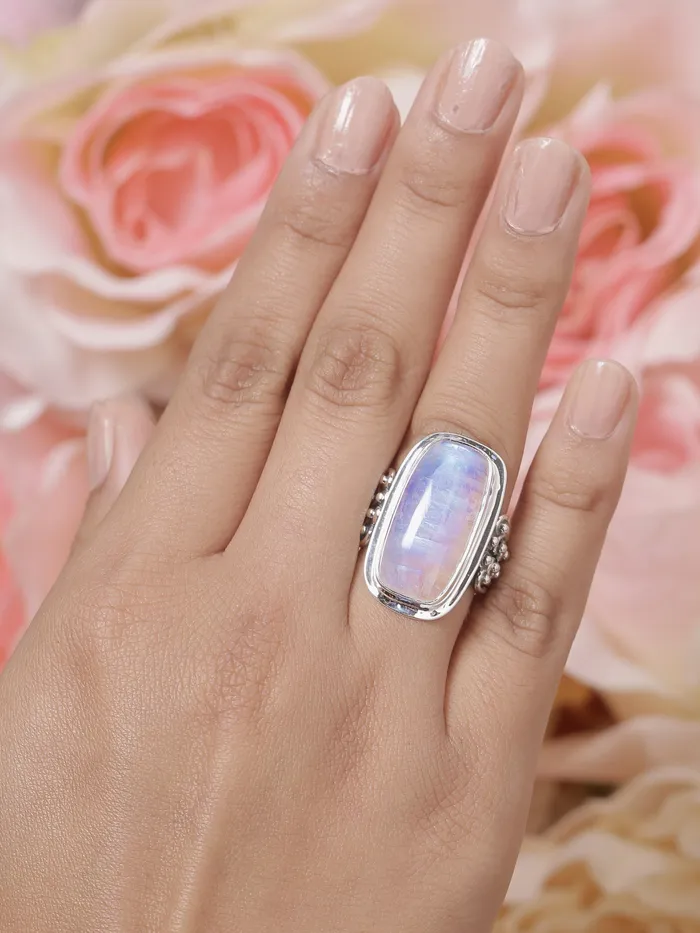 Rings Rainbow Moonstone Solid 925 Sterling Silver Ring YoTreasure