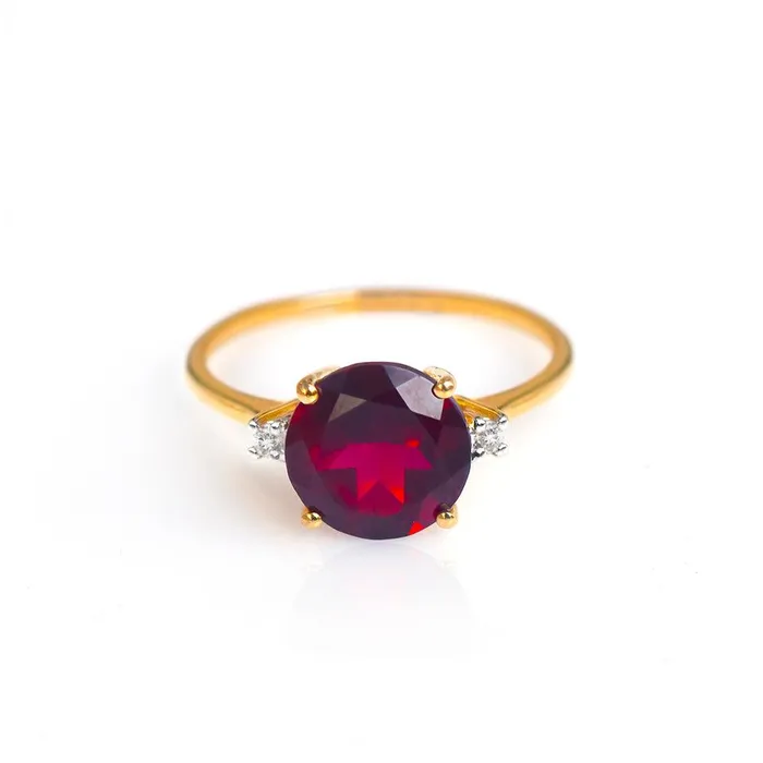 Rings YoTreasure 385 Ct Garnet Solid 10k Yellow Gold Ring Jewelry