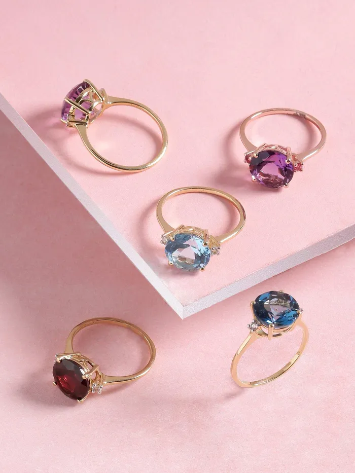Rings YoTreasure 385 Ct Garnet Solid 10k Yellow Gold Ring Jewelry