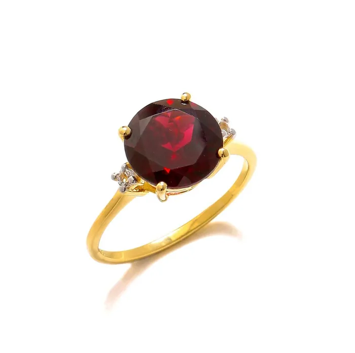 Rings YoTreasure 385 Ct Garnet Solid 10k Yellow Gold Ring Jewelry