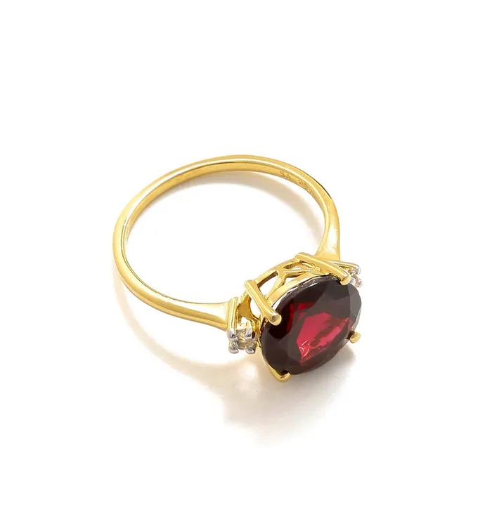 Rings YoTreasure 385 Ct Garnet Solid 10k Yellow Gold Ring Jewelry