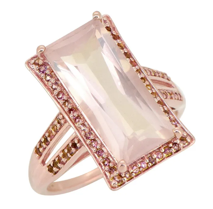 Rings YoTreasure 665 Ct Rose Quartz Pink Tourmaline Solid 925 Silver Gold Plated Ring Jewelry Rings YoTreasure 665 Ct Rose Quartz Pink Tourmaline Solid 925 Silver Gold Plated Ring Jewelry