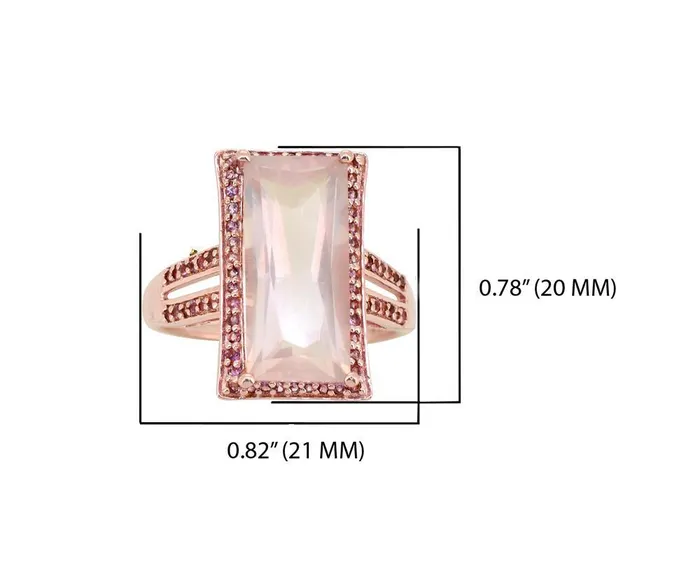 Rings YoTreasure 665 Ct Rose Quartz Pink Tourmaline Solid 925 Silver Gold Plated Ring Jewelry