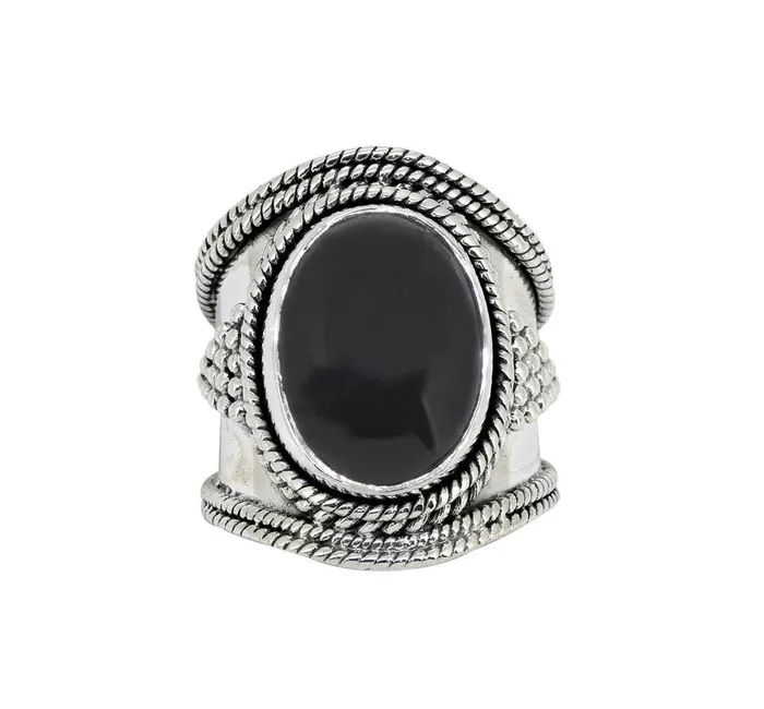 Rings YoTreasure Black Onyx Solid 925 Sterling Silver Gemstone Ring