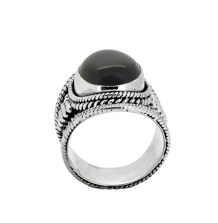 Rings YoTreasure Black Onyx Solid 925 Sterling Silver Gemstone Ring