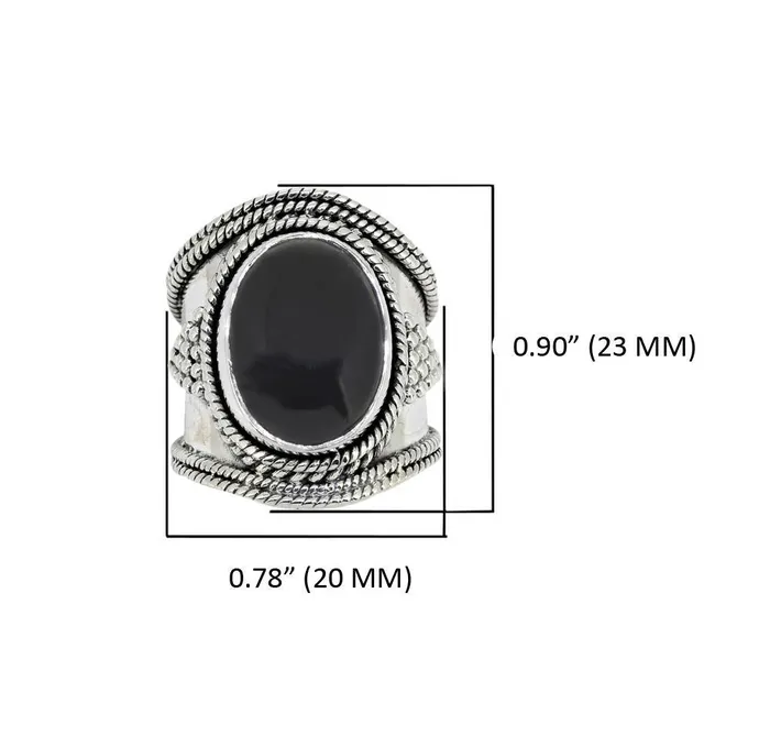 Rings YoTreasure Black Onyx Solid 925 Sterling Silver Gemstone Ring